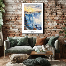 Niagara Falls New York Watercolor Scenic Travel Poster PosterGoat