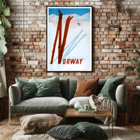 Norwegian Winter Ski Adventure Vintage Travel Poster PosterGoat