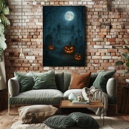 Haunted Graveyard Under The Full Moon Poster