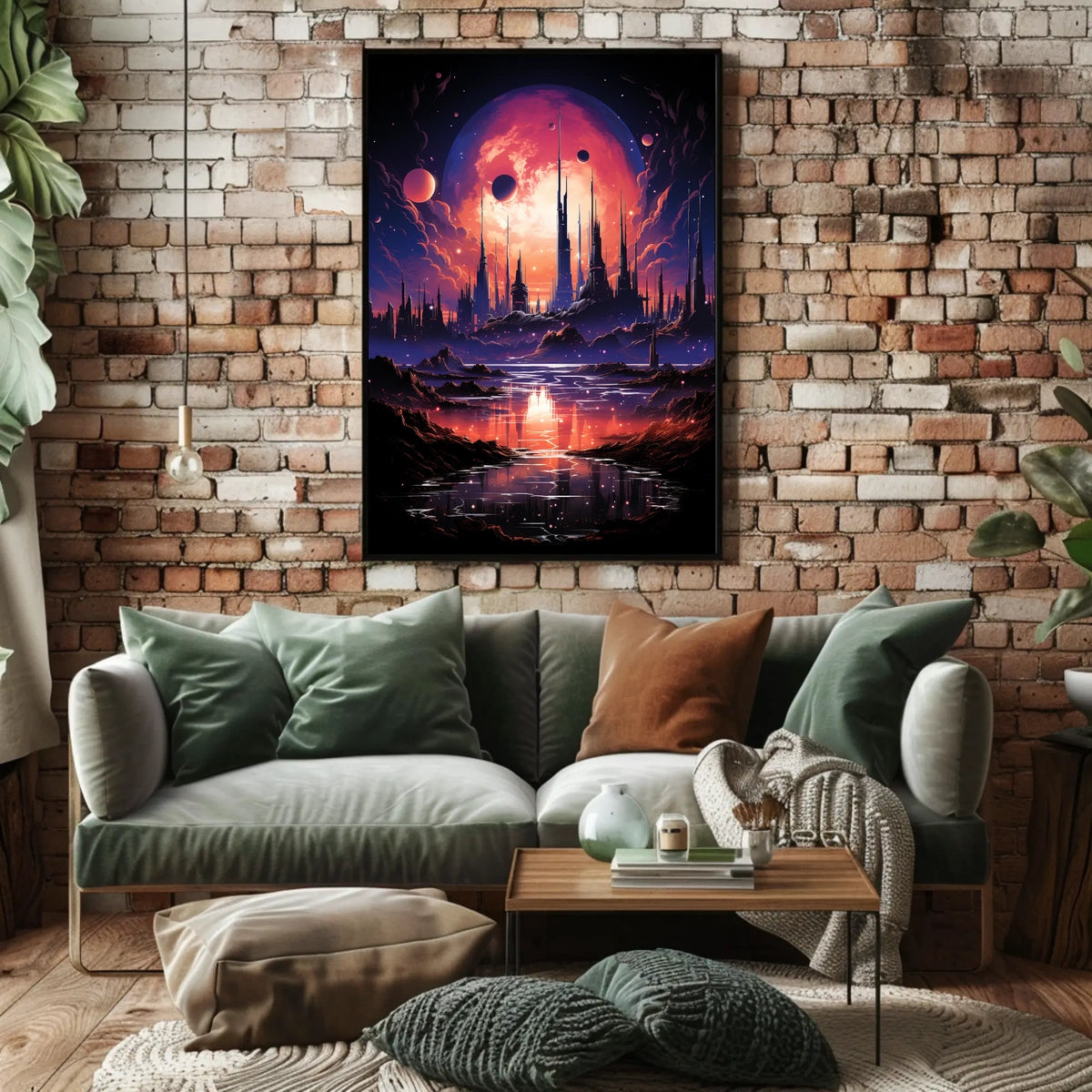 Futuristic Sci-Fi Cosmic Landscape Poster
