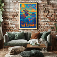 Isle Royale National Park Moose Wildlife Scenic Poster