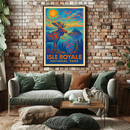 Isle Royale National Park Moose Wildlife Scenic Poster