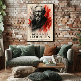 Benjamin Harrison Presidential Watercolor Art Historical Poster