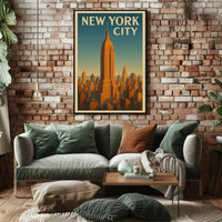 Empire State Building New York Poster Vintage Wall Art