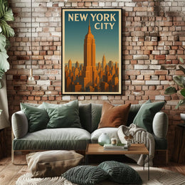 Empire State Building New York Poster Vintage Wall Art