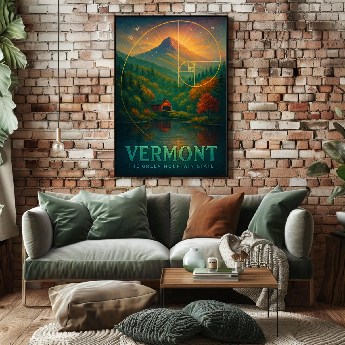 Vermont Landscape Mountain Forest Bridge Poster