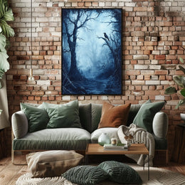 Eerie Dark Forest Scene Artistic Poster