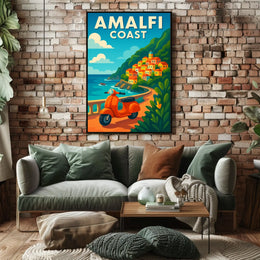 Amalfi Coast Adventure Poster Wall Art Coastal Decor 18x24
