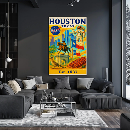 Houston Texas NASA Western Flavor Travel Poster