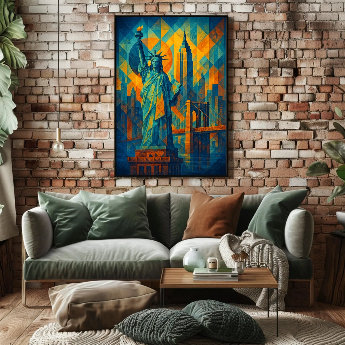 New York City Landmarks Poster Abstract Skyline Wall Art