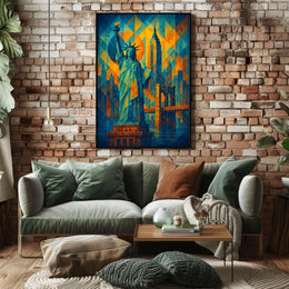 New York City Landmarks Poster Abstract Skyline Wall Art
