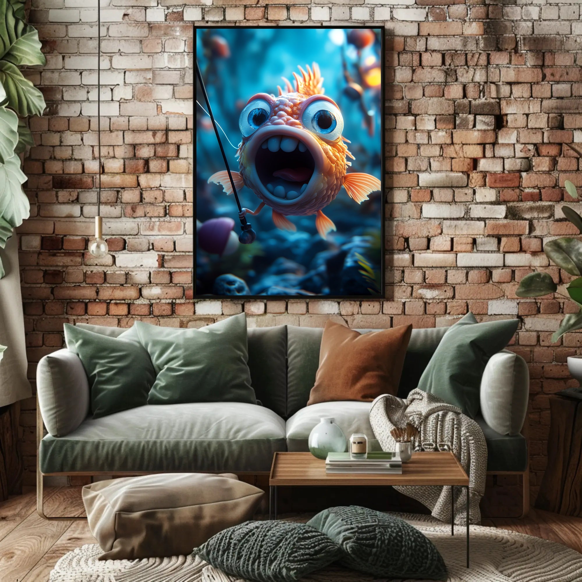 Whimsical Goldfish Adventure Cartoon Animal Poster