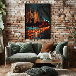 Post-Apocalyptic Urban Sunset: Nature Reclaims Cityscape PosterGoat