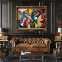 Cubist Faces Abstract Art Poster for Modern Interiors