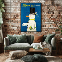 Whimsical Snowman Switzerland Travel Poster PosterGoat