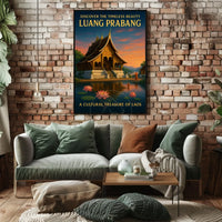 Luang Prabang Cultural Treasure Photorealistic Travel Poster