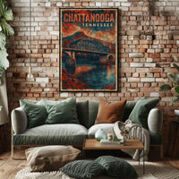 Chattanooga Skyline Vintage Travel Poster