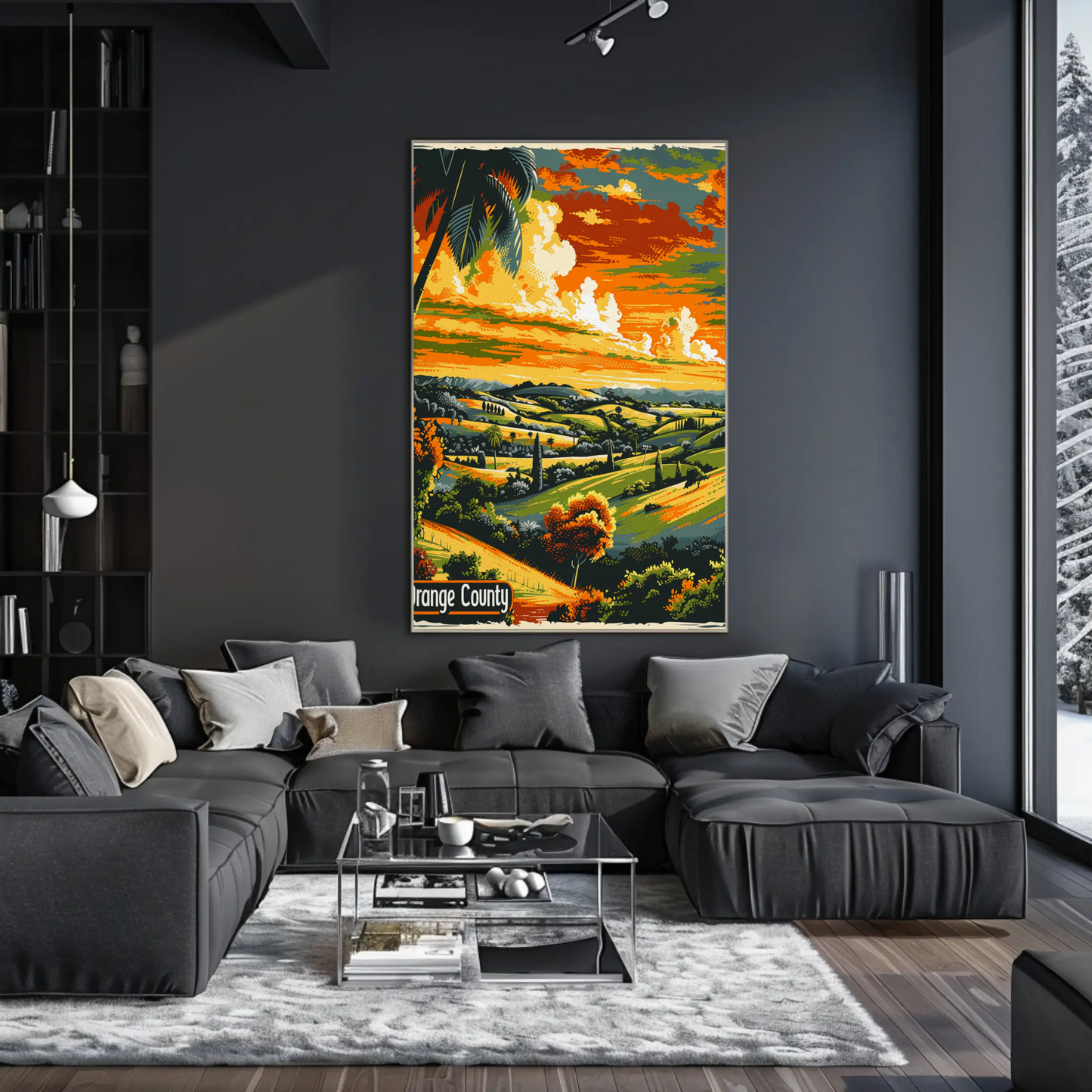 Orange County California Fields Sunset Travel Poster