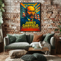 James A. Garfield 20th President of the United States Colorful Comic Book Style Poster