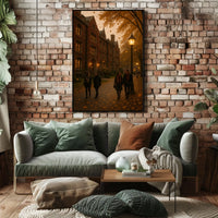 Ivy Covered University Building Autumn Scene Realism Poster