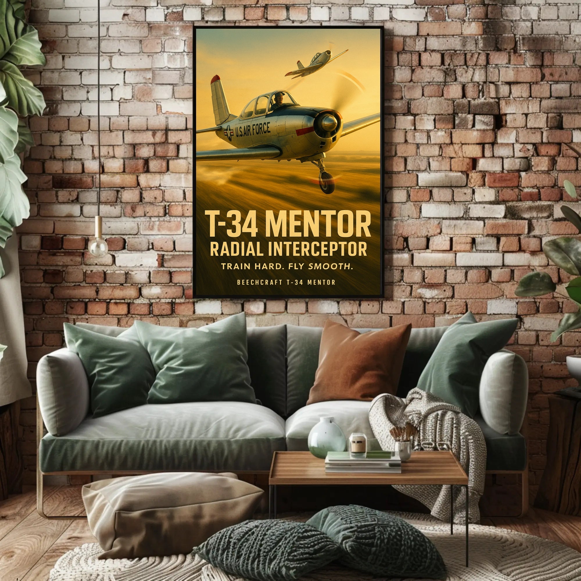 Beechcraft T-34 Mentor Mid-Century Military Poster