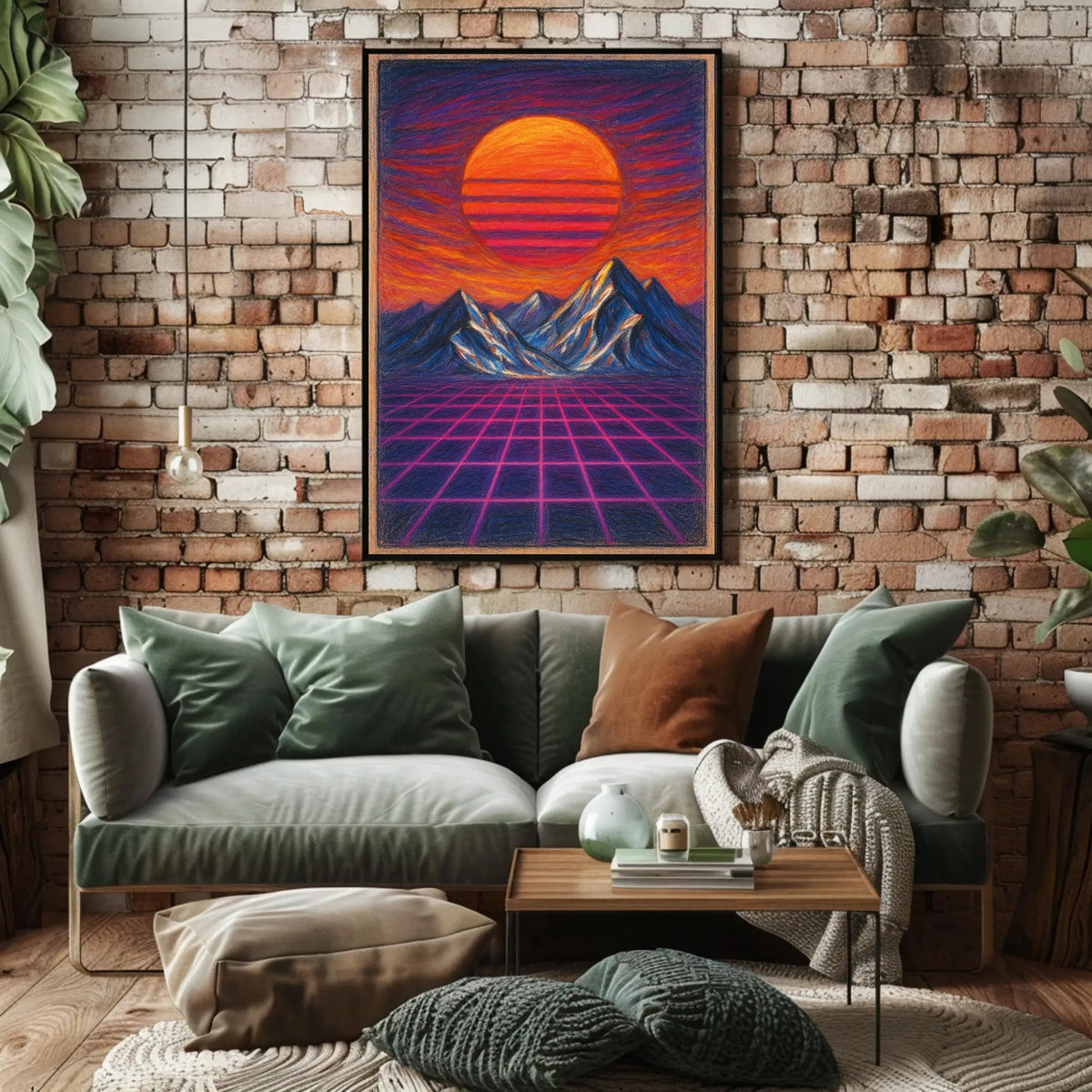 Retro-Futuristic Sunset Vaporwave Futuristic Sci-Fi Poster