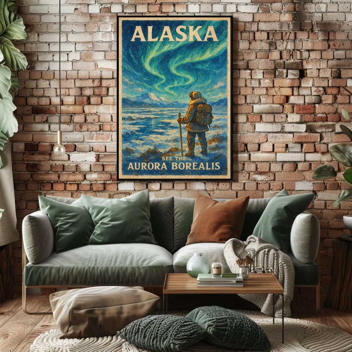 Alaska Adventure Northern Lights Travel Poster