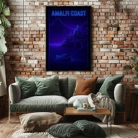 Amalfi Coast Futuristic Design Poster Wall Art For Decor