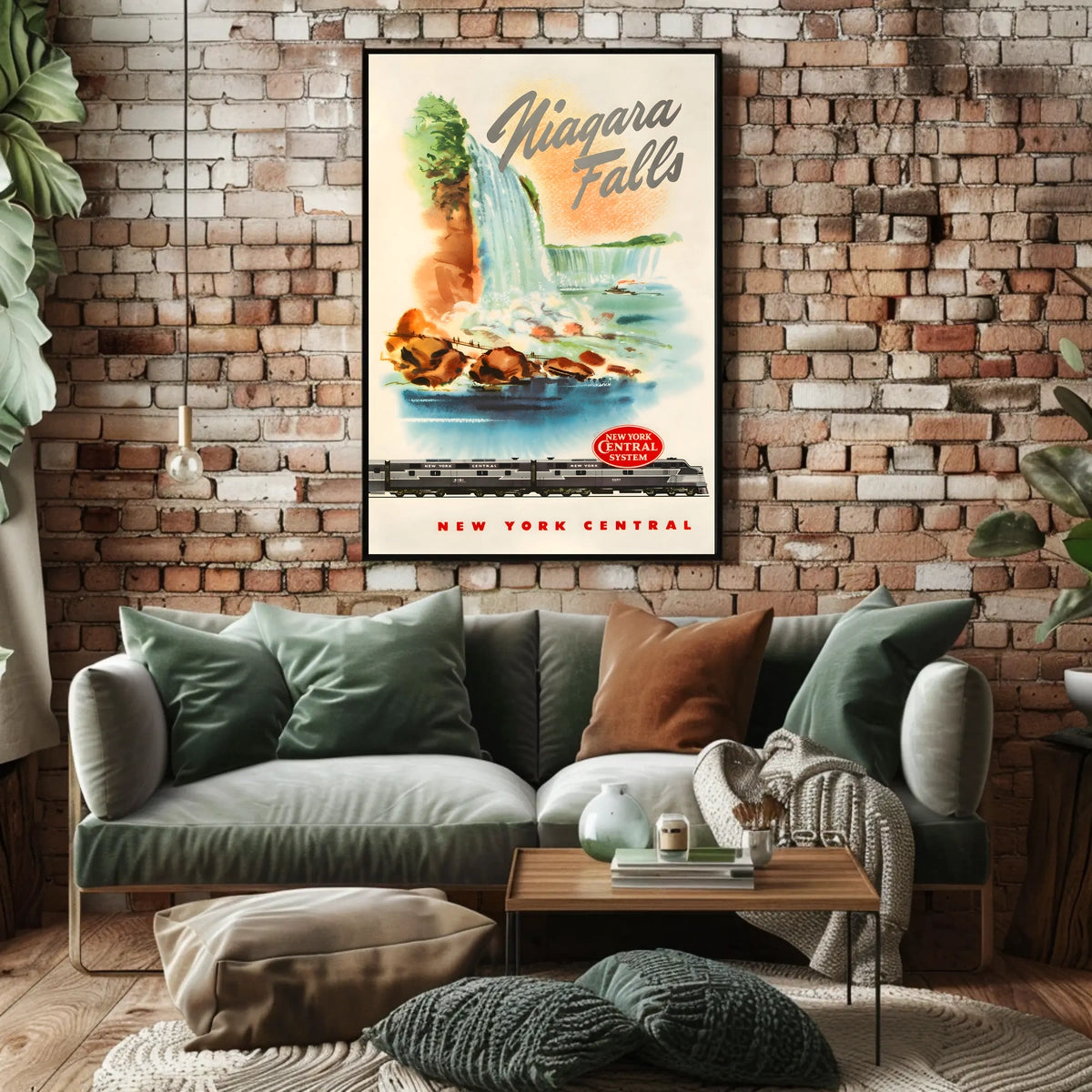 Niagara Falls Travel Adventure Vintage Train Poster