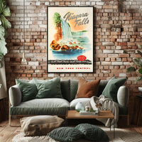 Niagara Falls Travel Adventure Vintage Train Poster