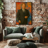 Man in Suit with Vibrant Abstract Background - Artistic Poster