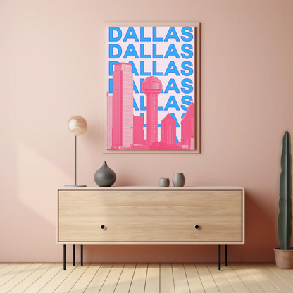 Dallas Texas Skyline Poster Retro Travel Poster