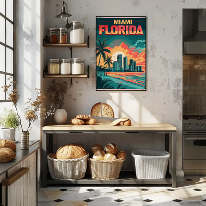 Miami Florida Sunset Vintage Poster