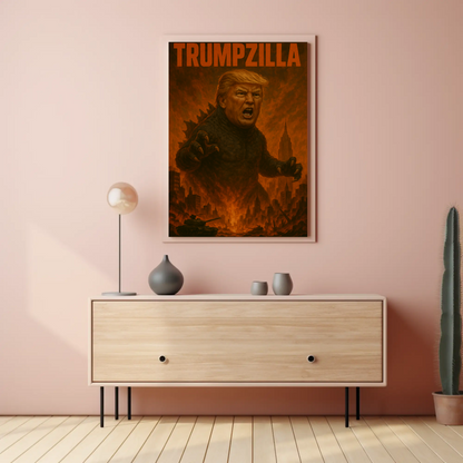 Trumpzilla Parody Vintage Travel Poster Funny Political Art