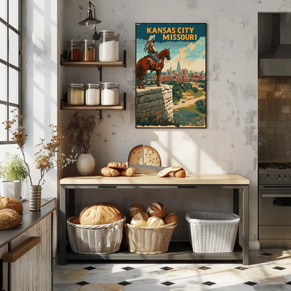 Kansas City Skyline Vintage Travel Poster