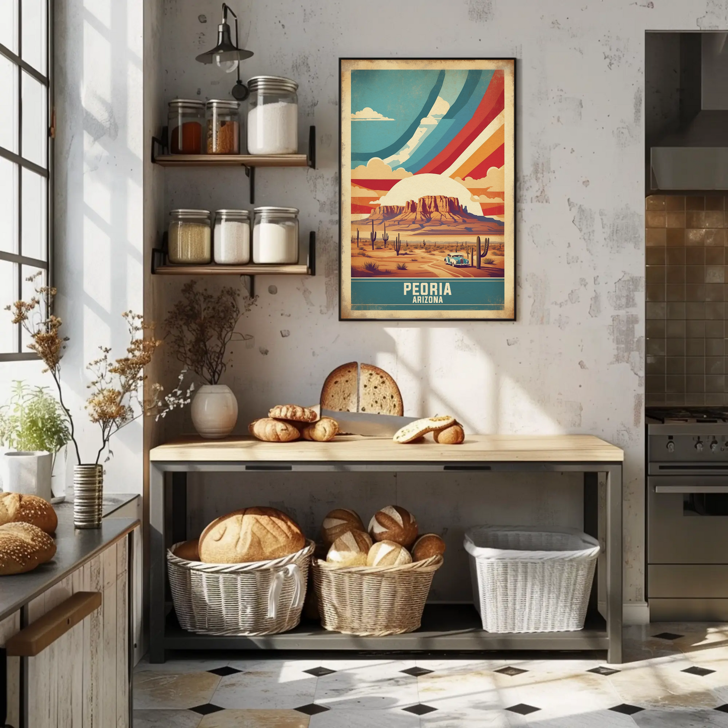 Peoria Arizona Desert Drive Vintage Travel Poster