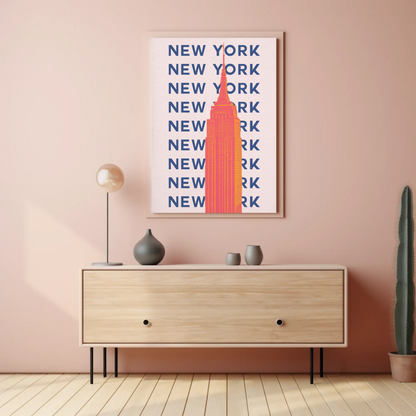 New York Empire State Poster Retro Travel Poster