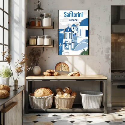 Santorini, Greece Vintage Style Poster