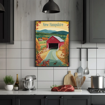 New Hampshire Countryside Vintage Poster