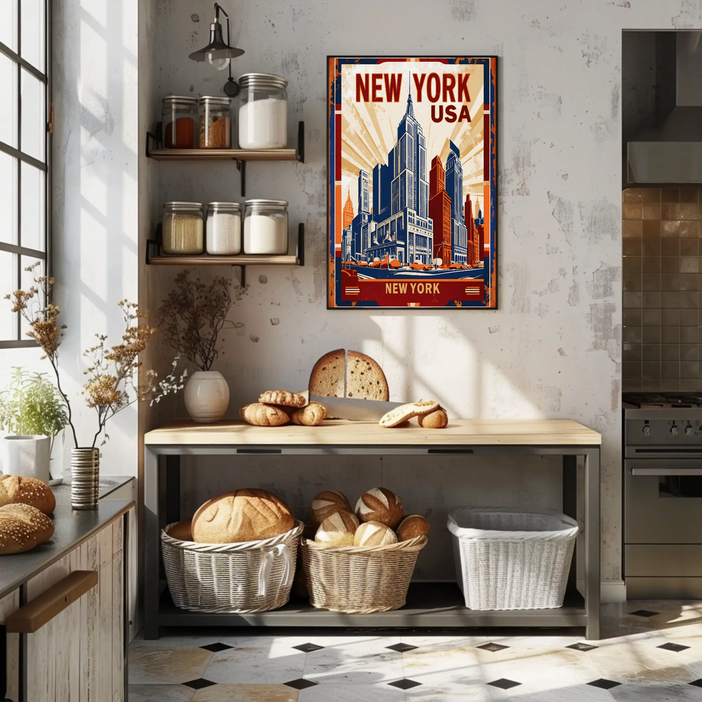 New York USA Empire State Building Vintage Travel Poster