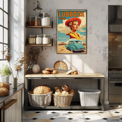 Lubbock Texas Retro Americana Vintage Travel Poster