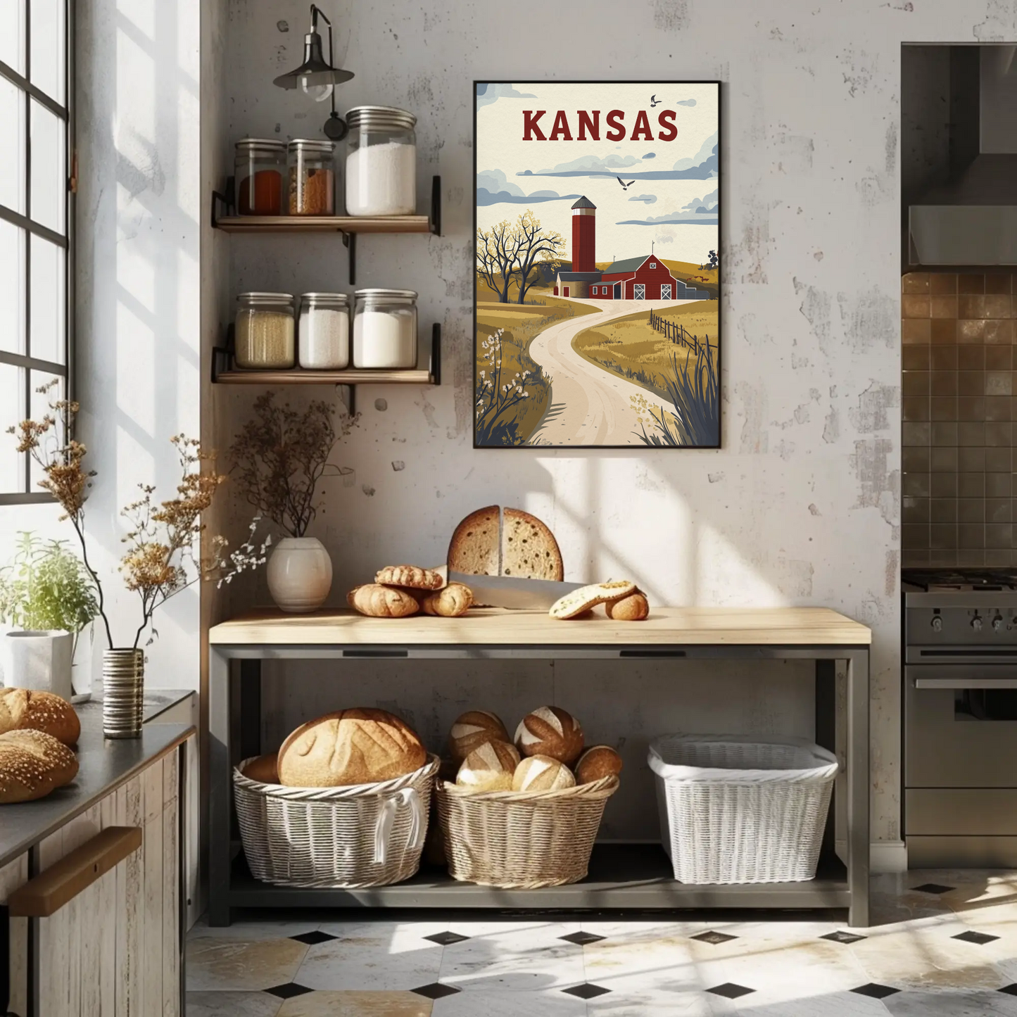 Kansas Prairie House Vintage Poster