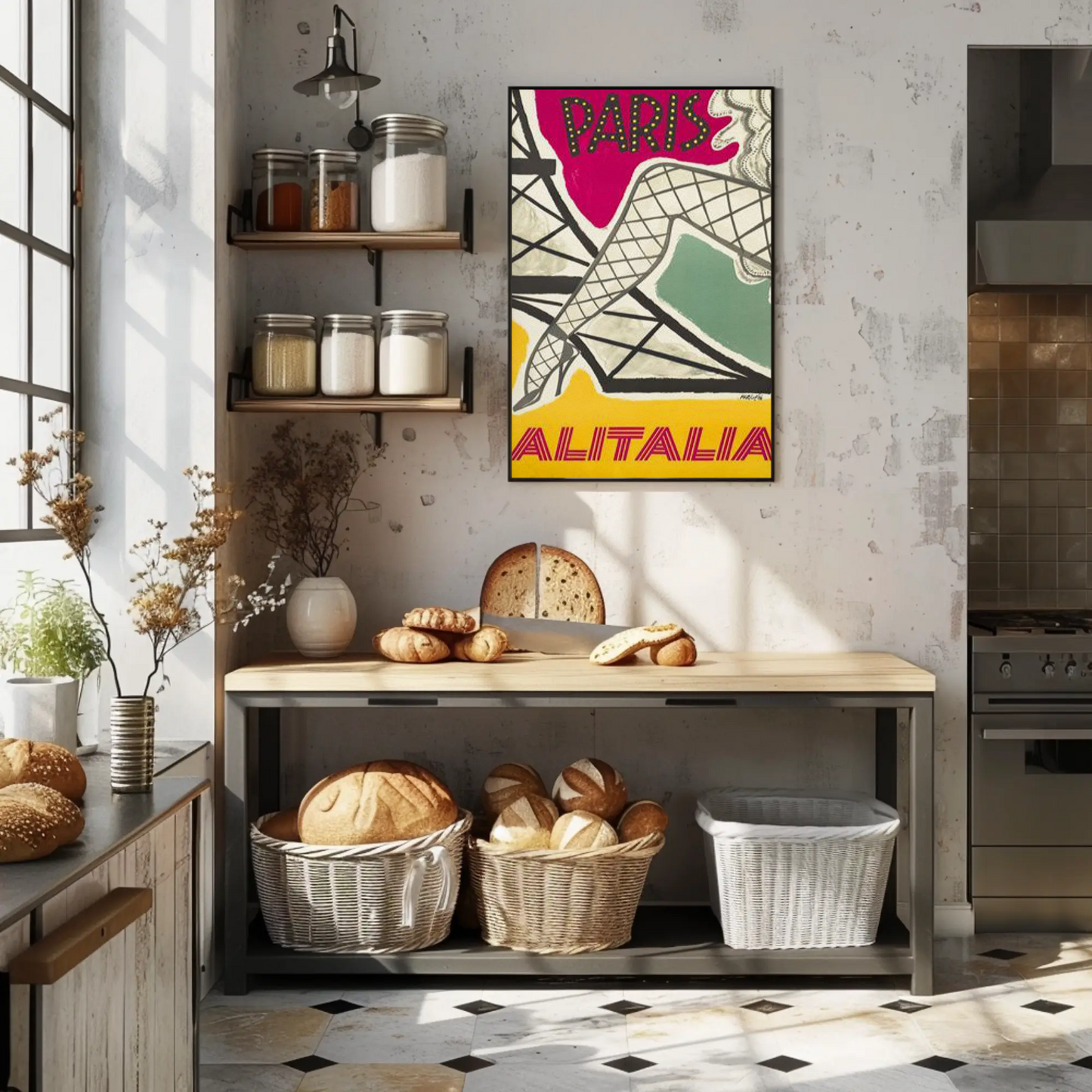 Paris Alitalia Vintage Fashion Travel Poster