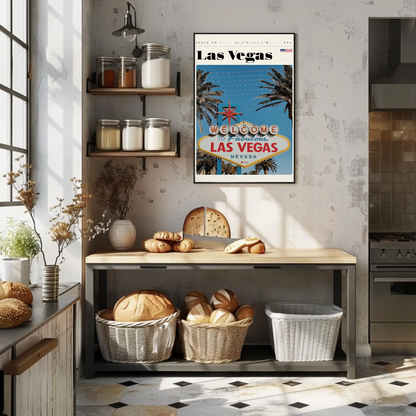 Vintage Poster Las Vegas Sign Daytime