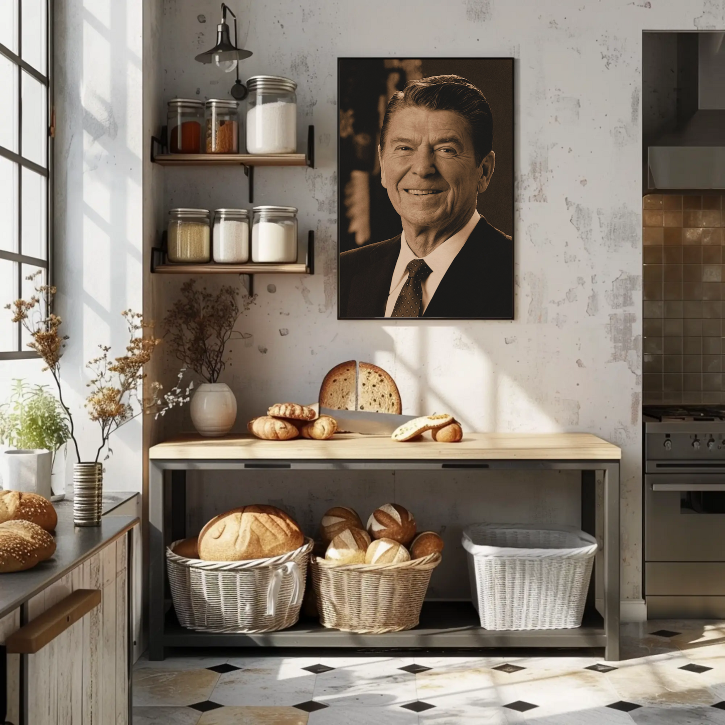 Ronald Reagan 40th President Sepia Photo
