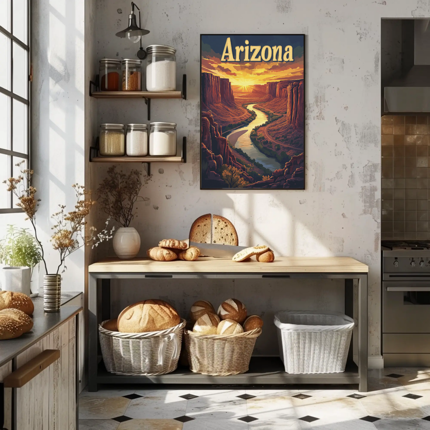Arizona Vintage Poster - Canyon Sunset