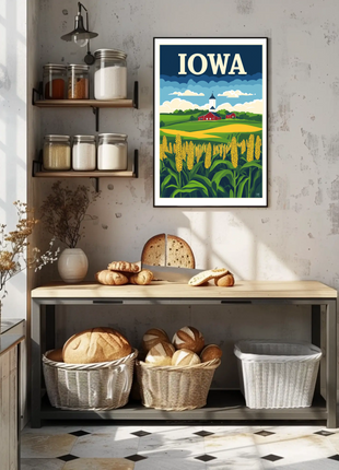 Iowa Farm Landscape Vintage Style Poster