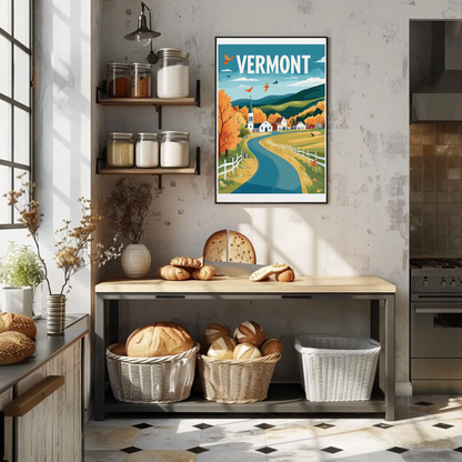 Vermont Vintage Poster - Mountain Road