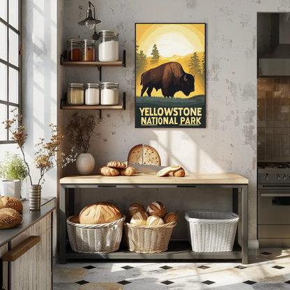Yellowstone National Park Bison Vintage Poster