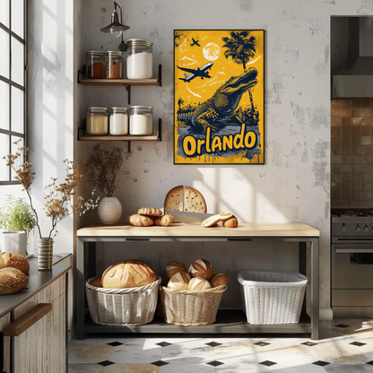 Orlando Vintage Poster - Gator and Airplanes